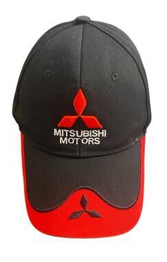 Mitsubishi Motors MMC Black Red Embroidered Adjustable Racing Hat Cap EVO JDM